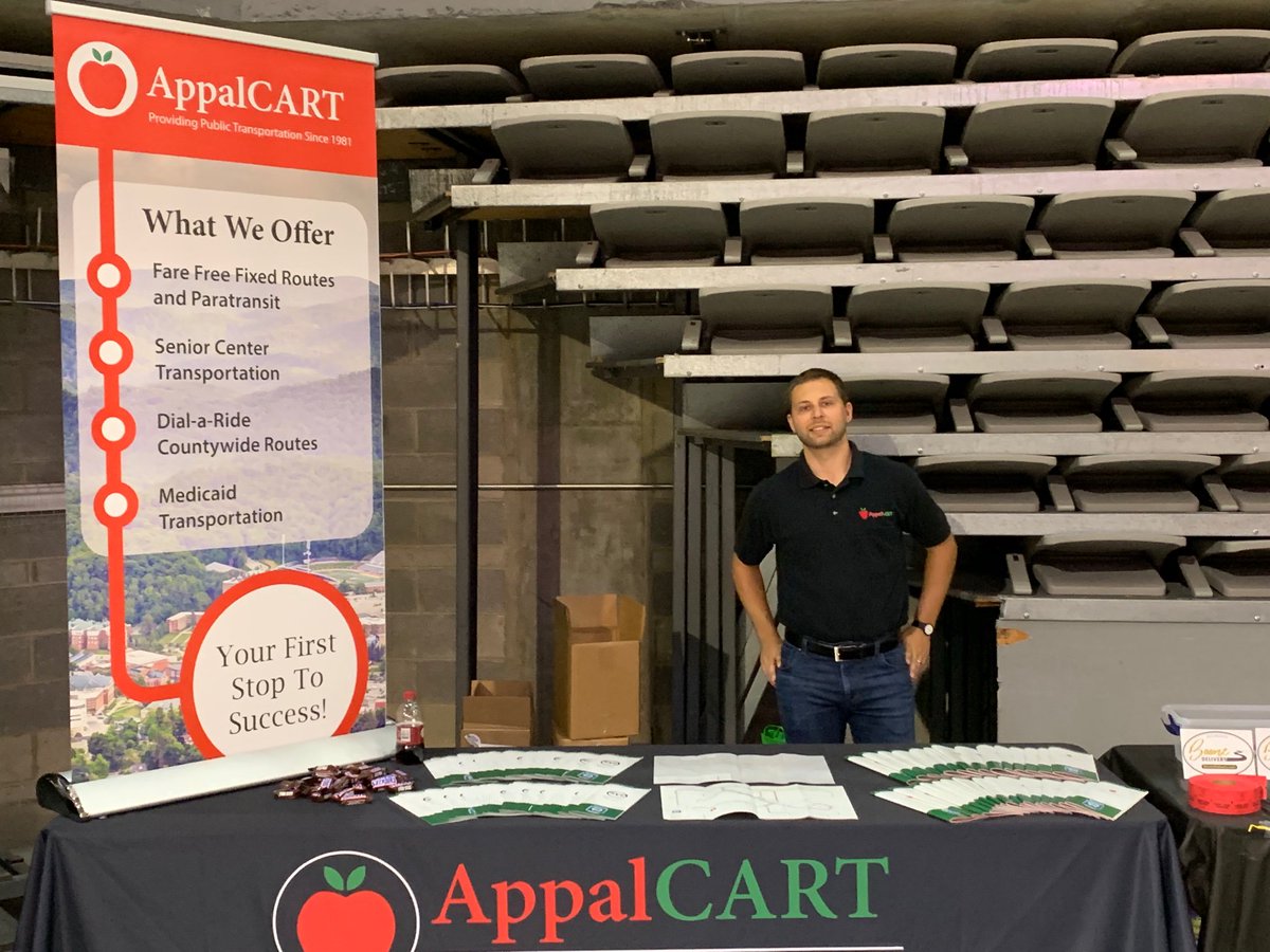 AppalCART's tweet photo. AppalCART Apprentice Connor Jones representing at the Club Expo on the ASU Holmes Convocation Center https://t.co/cVhLpb6uiq