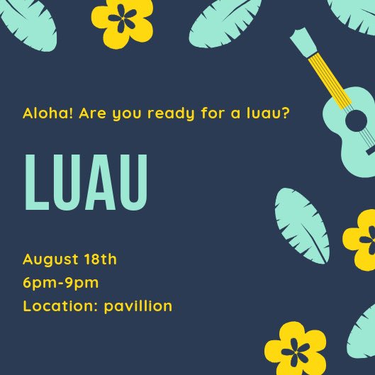 What’s a short, quiet Hawaiian laugh? ⁣
⁣
Aloha ((: ⁣
⁣
The Luau is tonight peeps!! Dress up in your best Hawaiian fit &amp; join us for some fun!!