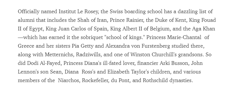 John Casablancas was born in New York in 1942, attended Le Rosey boarding school in Switzerland which educates children of the global elite including names below. Several names will be familiar to  #OpDeatheaters researchers.  https://www.townandcountrymag.com/society/tradition/a2696/le-rosey-the-worlds-most-expensive-boarding-school/