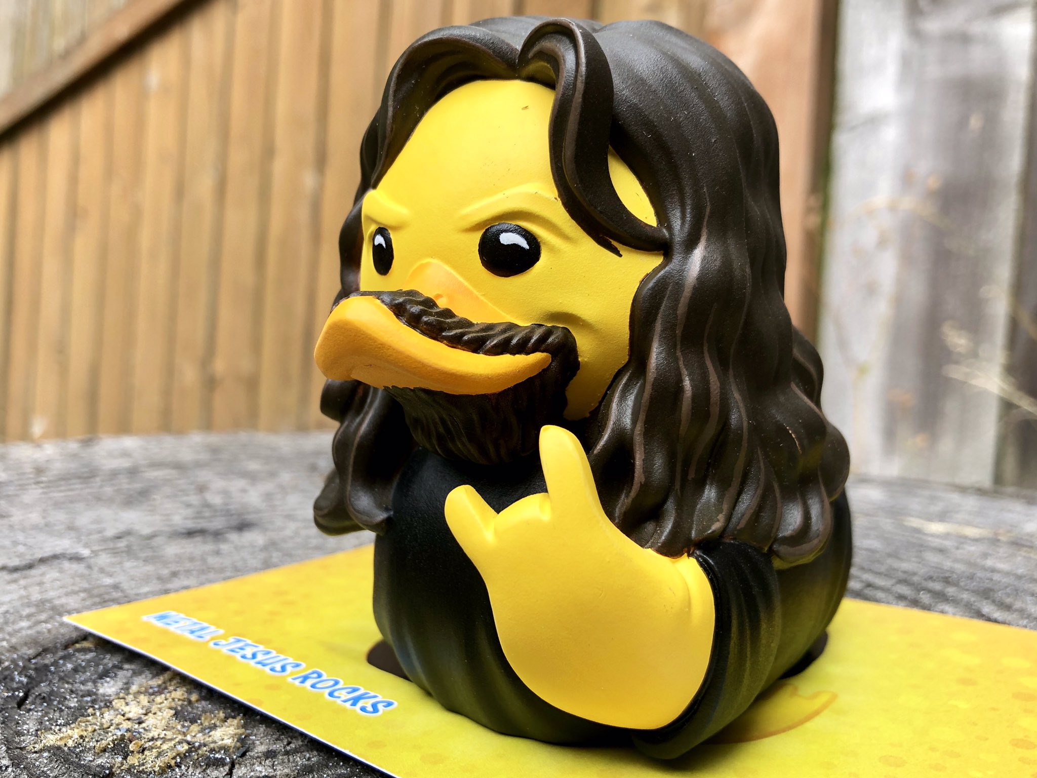 Metal Jesus Rocks X The crazy folks over at NumskullDesigns immortalized me in their Tubbz line of duck cosplay figures. Definitely nailed my hair khaki shorts LOL https t g5YxceUs6F X