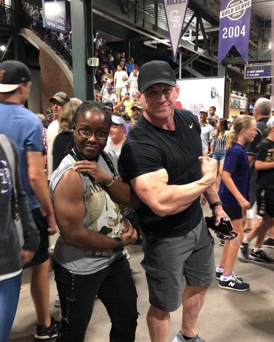 MensahTamStock's tweet photo. My twin @tk_lunaknight123 went to watch the #coloradorockies baseball games this weekend with her boyfriend.While they were there she over heard people asking if a man was #johncena She checked it out, to find Les Gutches,They are undoubtedly both more swole than I #swolehouse https://t.co/LOJhAEakAl