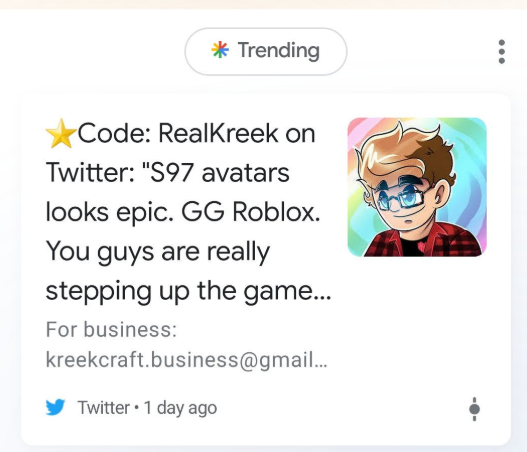 Kreekcraft On Twitter Omg I Was On Google Trending What Lol - code realkreek on twitter on the topic of roblox and