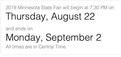 mnstatefair's tweet photo. Dear, @Google:

Our fair actually opens at 6 a.m. Could you help us out? We'll send you a bucket of @SweetMarthas cookies. 

Love,
The Minnesota State Fair https://t.co/wwXrS9P2RD