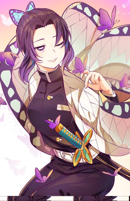 Blue 🌙🌙 moving acc to bluemooned_さんがTwitterに投稿した胡蝶しのぶ(鬼滅の刃)のイラスト。