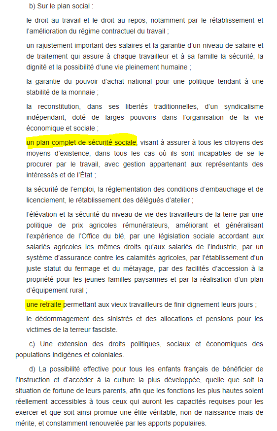 Mais plus largement que ça, d'une part, retraites et sécu étaient explicitement dans le programme du CNR, rédigé par plusieurs mains, mais notamment des mains de la SFIO, de la CGT et du PCF (lisez-en la deuxième partie, ça vous apparaîtra assez évident  https://fr.wikisource.org/wiki/Programme_du_Conseil_national_de_la_R%C3%A9sistance)