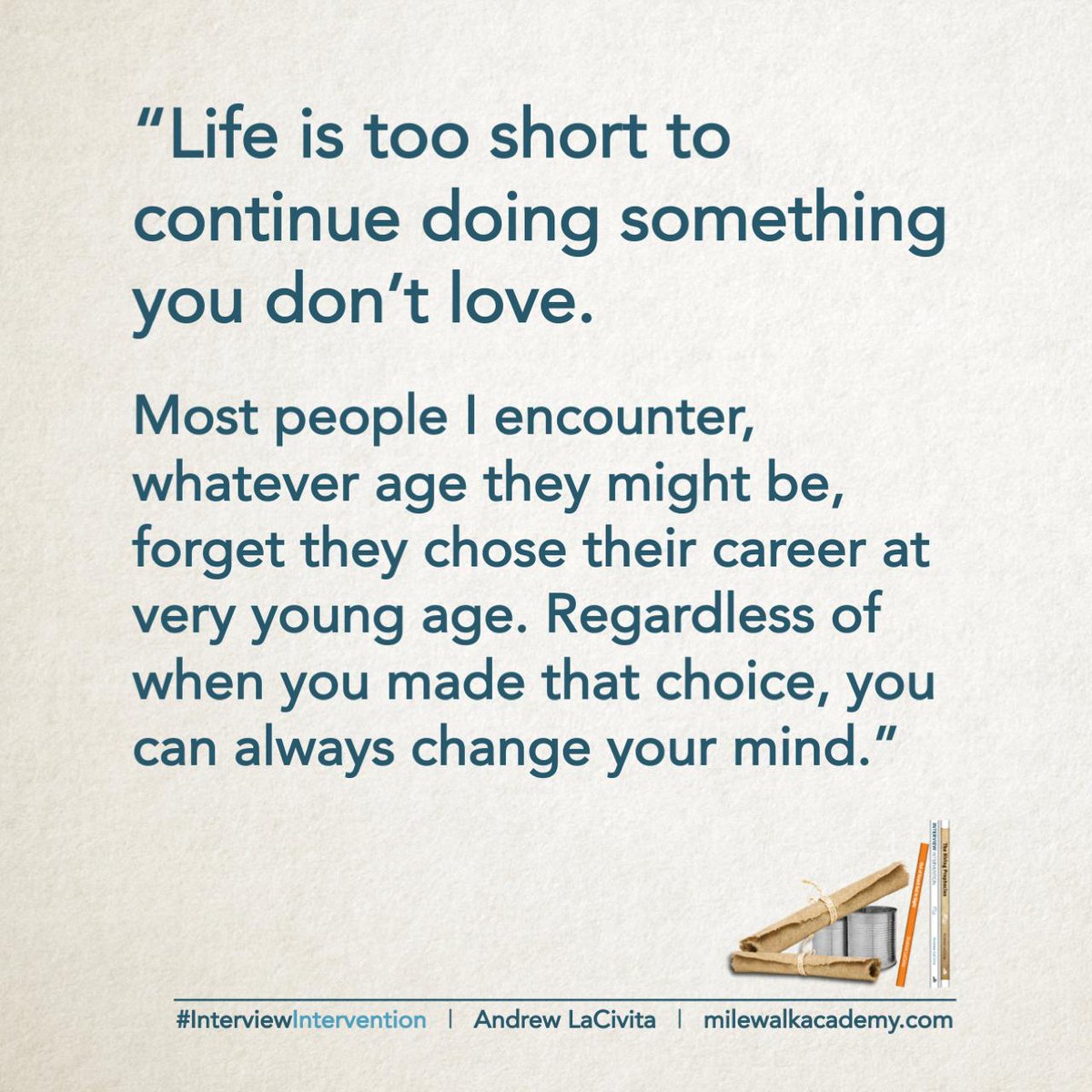 arlacivita's tweet photo. Life is way too short to do something you donβt enjoy. If you want to learn the best way to make that #job or #career change, grab your FREE #InterviewIntervention to get started NOW! https://t.co/i0rrWqhYoq
#jobinterviews #milewalkacademy https://t.co/HpcxlN0ERu