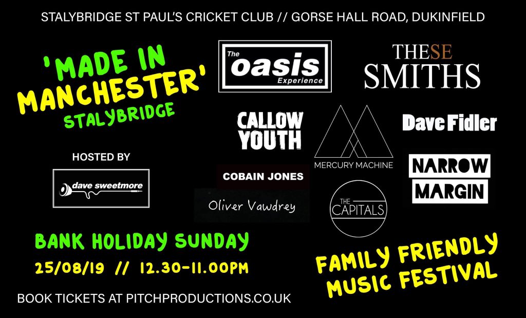 @WayMancunian @Callow_Youth @Cobain_Jones @Littleavis @DellaNoirs @TheGoaExpress @narrowmarginmcr @VawdreyOliver #MADEINMANCHESTER tickets still available for BANK HOLIDAY SUNDAY. Great day out for all the family!