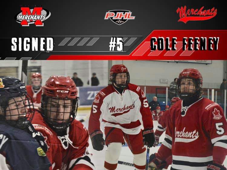 NorwichJrC's tweet photo. The Merchants are pleased to announce the signing of defenceman Cole Feeney for the 2019-20 season! https://t.co/SghU9XN3x6