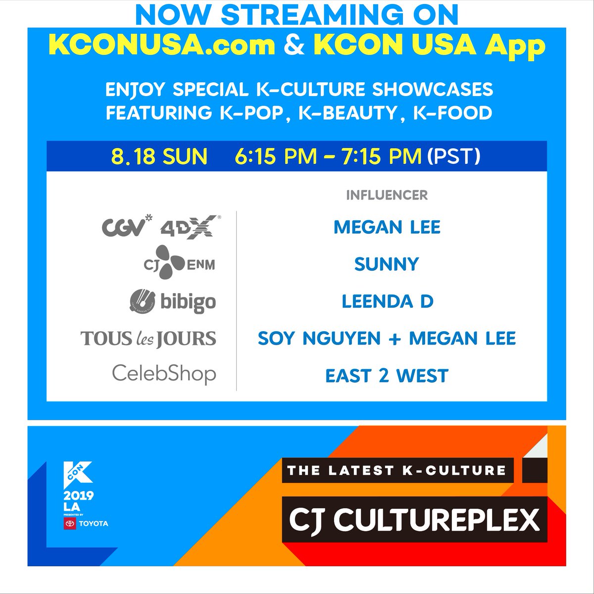 kconusa's tweet photo. #LIVENEW STUDIO
NOW STREAMING ON
https://t.co/OcAlTMeLYS and KCON USA App
Tune in for mukbang, K-beauty product demo and K-POP dance covers!
#CJ #LIVENEW
#CJCULTUREPLEX #LIVENEWSTUDIO #KCON19LA
#bibigo #Celebshop #oliveyoung #cjlogistics #4DX #CGV #touslesjours #CJENM https://t.co/AnlRQIqXY2