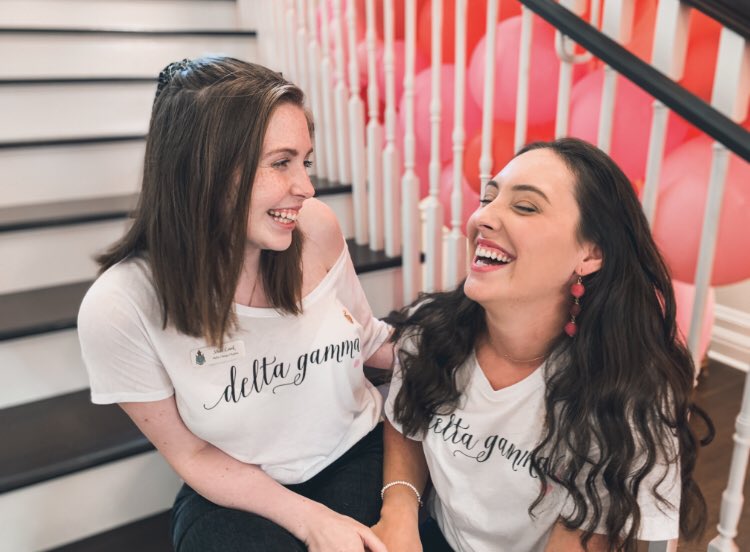 ellie_vicha's tweet photo. Smiling because we survived the first round of recruitment!!! 1,490 PNMs and 34 parties later and I am LOVING recruitment from this side 🤩
p.s. shoutout to my bump group for KILLING it love you guys 
#godeltagamma #deegee #exhausted https://t.co/8BdeVZe2PS