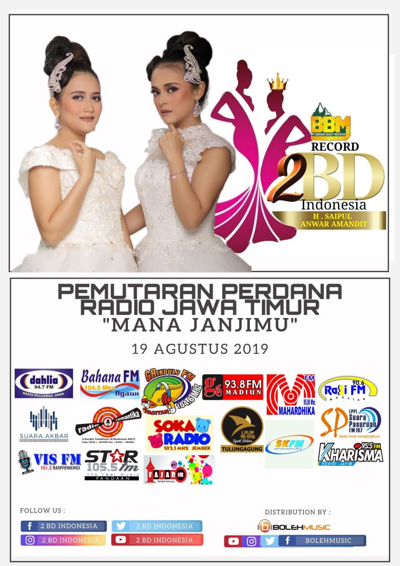 #DANGDUTERS 19.08.2019
#PS #PemutaranSerentak #NewSingle 
<a href="/2bdindonesia/">2 BD Indonesia</a> #ManaJanjimu <a href="/BolehMusic/">Boleh Music</a> 
Jan Lupa Rajin Rekuwes Ya Gan....

#Dangdut #DangdutBaru #DangdutEnak

cc MD @PrayogoSInaga DJ @M_Octara