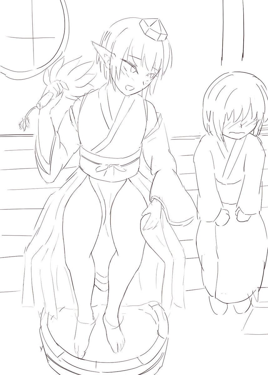 「見てたでしょ」と子供をからかうもまんざらではなさそうな足の綺麗な天狗👺のお姉さん…! 