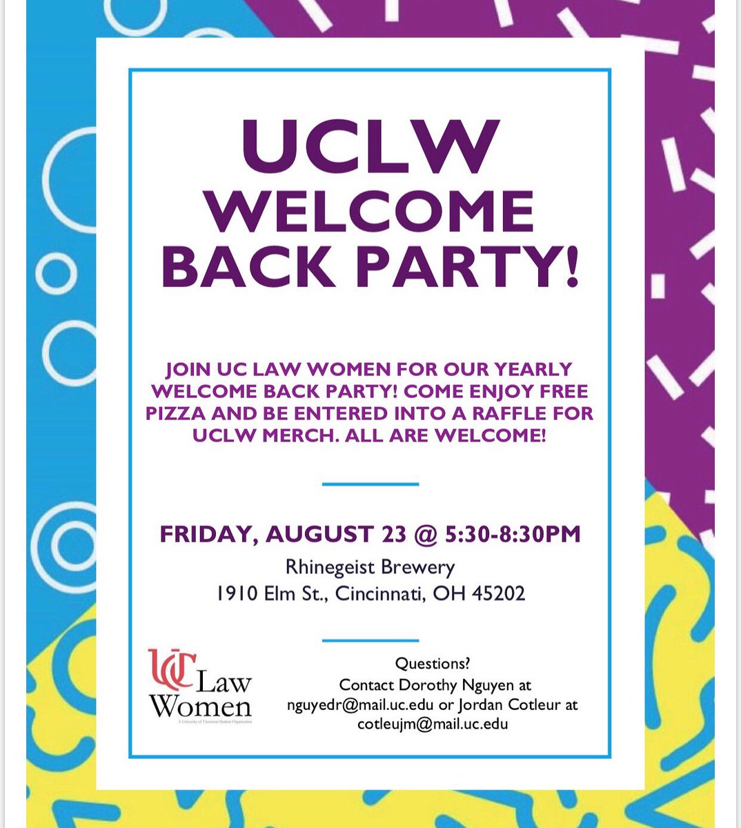 Join us at our welcome back party this Friday at Rhinegeist!