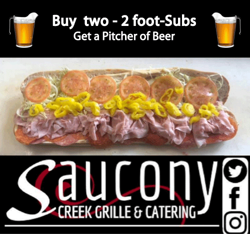 SauconyG's tweet photo. Buy two - 2 foot subs get a Pitcher Beer!
#sauconycreekgrille #beer #twofootsubs #kutztown #gobears https://t.co/aGAYc6SnMa