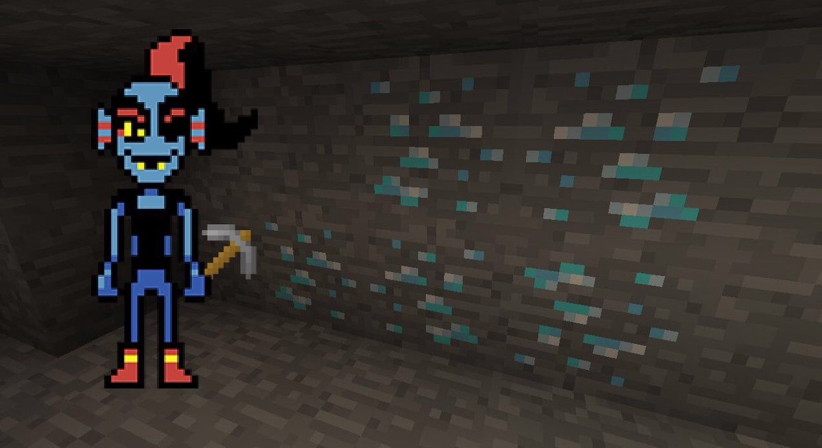 PostBadUndyne's tweet image. Trop contente d’avoir trouvé du diamants, super hâte de le récolter avec ma pioche