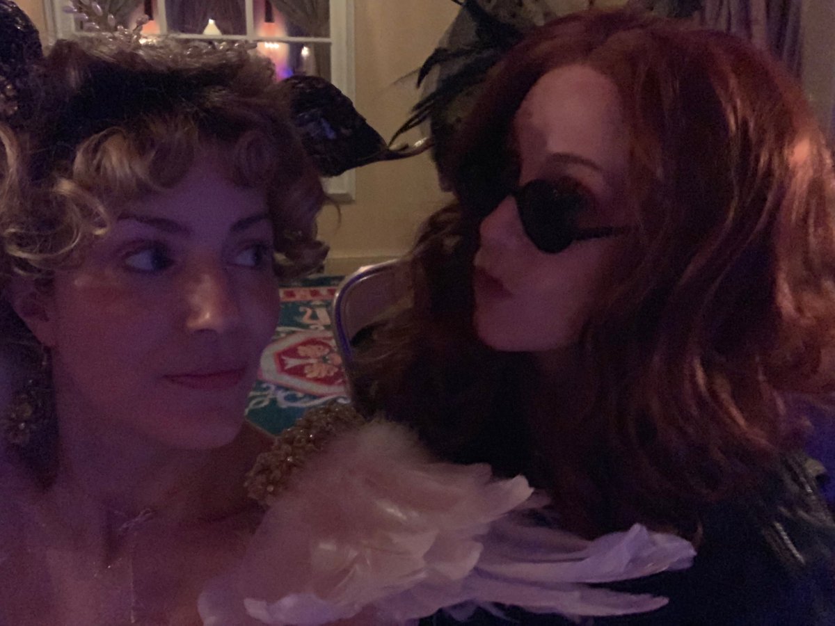 Maudelynn's tweet photo. Such fun!! Despite our, what we thought were clever, disguises; People still recognized us. I told #Crowley it would never work. I hope they don't tell our bosses were were hanging out. The paperwork would be endless #GoodOmens #Labyrinthball
@michaelsheen @neilhimself https://t.co/y6W3gbGMCC