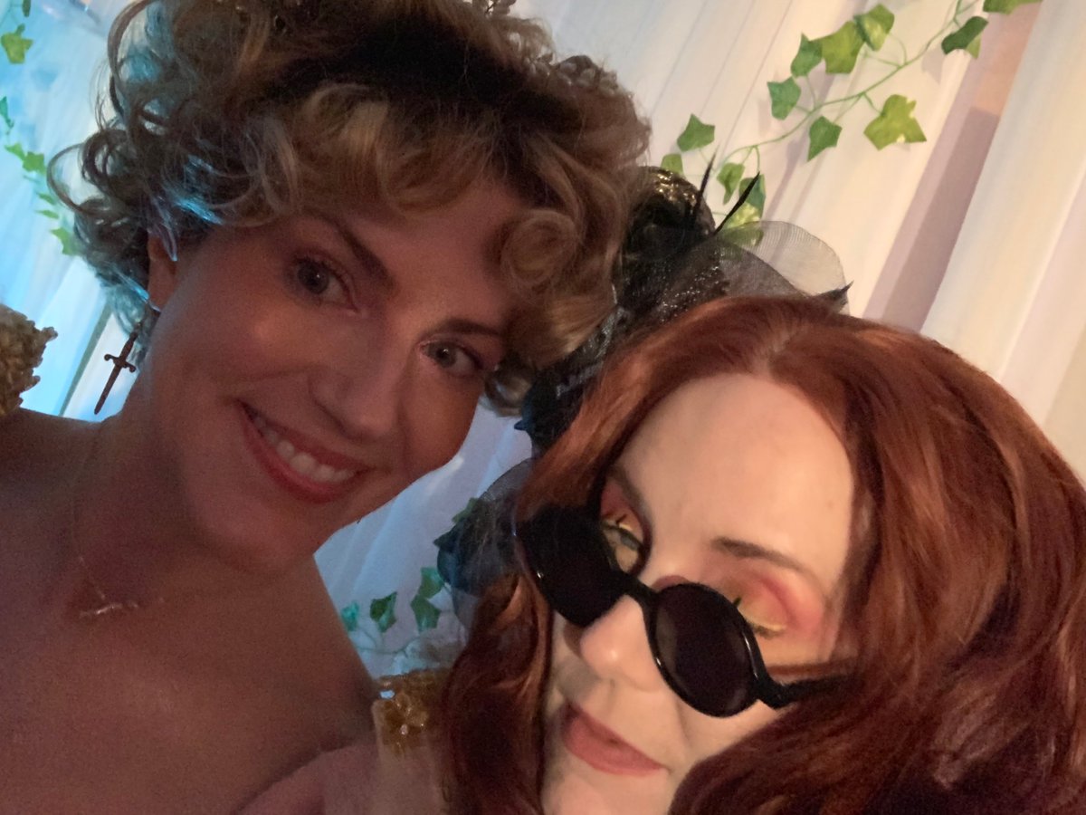 Maudelynn's tweet photo. Such fun!! Despite our, what we thought were clever, disguises; People still recognized us. I told #Crowley it would never work. I hope they don't tell our bosses were were hanging out. The paperwork would be endless #GoodOmens #Labyrinthball
@michaelsheen @neilhimself https://t.co/y6W3gbGMCC