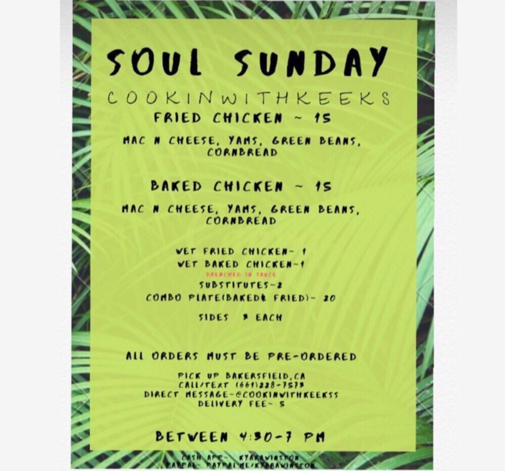 CookinWithKeeks's tweet photo. 🗣 Soul Sunday’s. Catch me in the Inglewood area today. Spread the word. Stay tuned! #Soulfood #MoreThanAMeal #FoodLove #RT #LosAngelesEats #FromMeWithLove https://t.co/yM2K5T1CpD