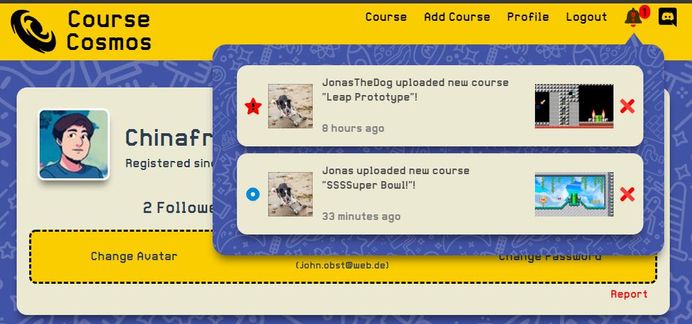 #CourseCosmos got an Update, Follow &amp; Notification System! 🎈

You can now follow someone and if someone uploaded a new course, you'll receive a notification 🔔 at menu that someone uploaded a new course. 

coursecosmos.com

#SuperMarioMaker2 #SuperMarioMaker #SSM #SSM2