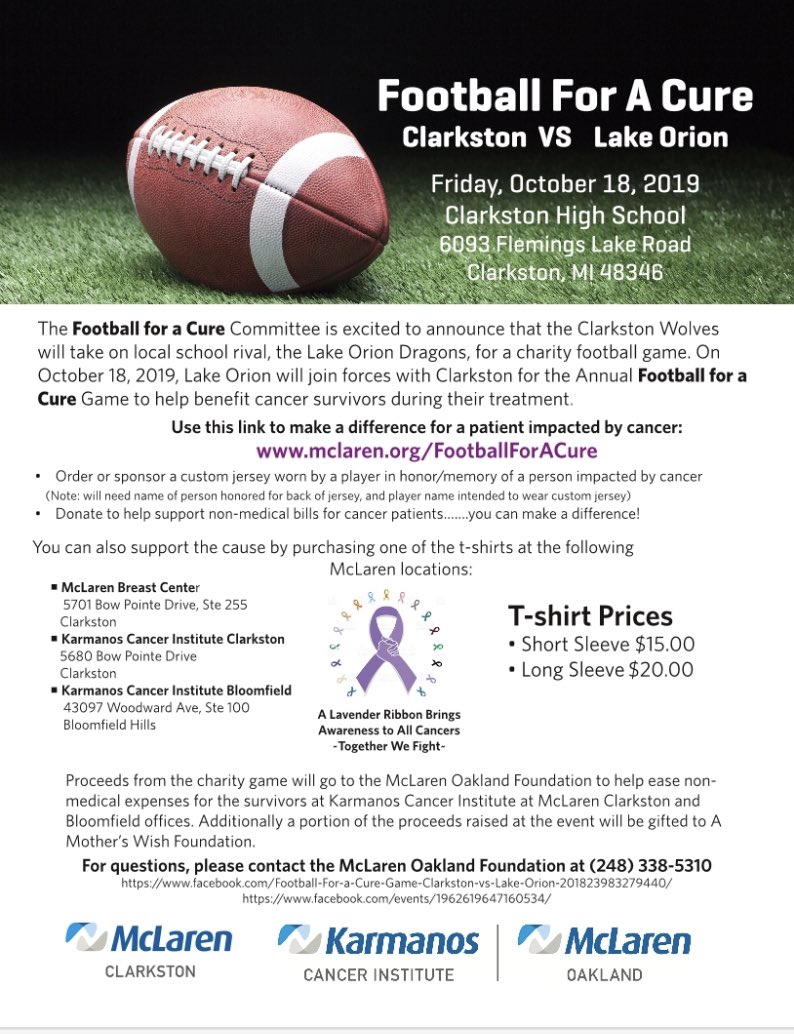 Please consider sponsoring a jersey number to honor a loved one.  #FootballForACure #TogetherWeFightCancer