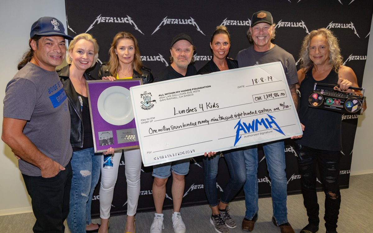 AWMHFoundation's tweet photo. If you bought a ticket for #MetInPrague, you’ve joined @Metallica in making this donation to Obedy pro deti (Lunches 4 Kids), helping them provide lunches for children whose parents cannot afford to pay, by donating directly through the schools. #MetallicaGivesBack #AWMH https://t.co/utlhcbihxw