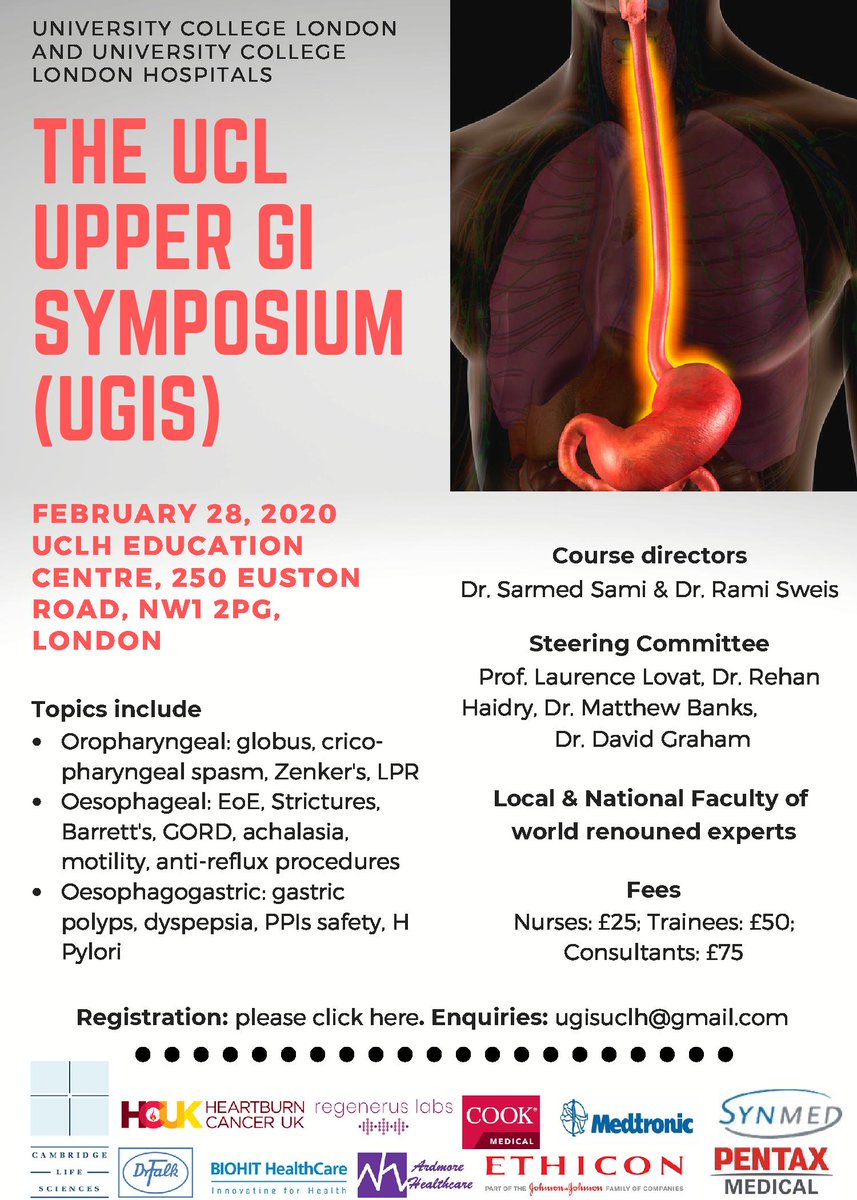 sarmedsami's tweet photo. Invitation to register for the inaugural UCL Upper GI Symposium (UGIS) - https://t.co/LTLK5DnnSU https://t.co/e6IQfuSOHz