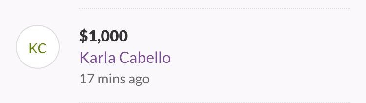 Camila made a donation to support a fan’s grandmother’s medical costs through another fan’s fundraiser. She used Karla Cabello to make the donation discreetly.