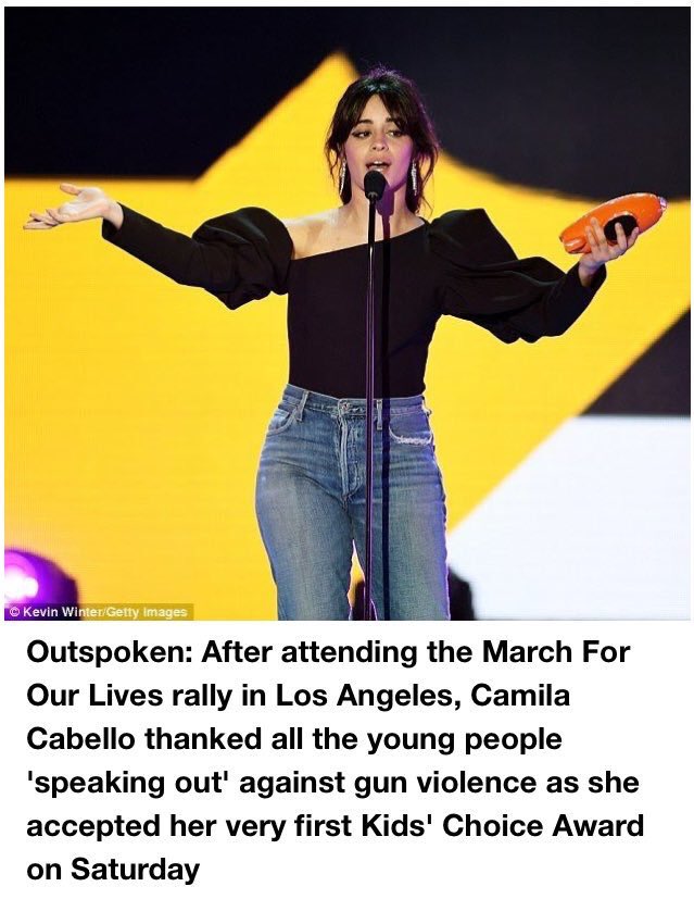 Camila joined a protest march against Trump to fight for her rights and made a speech about it at Kids Choice Awards.