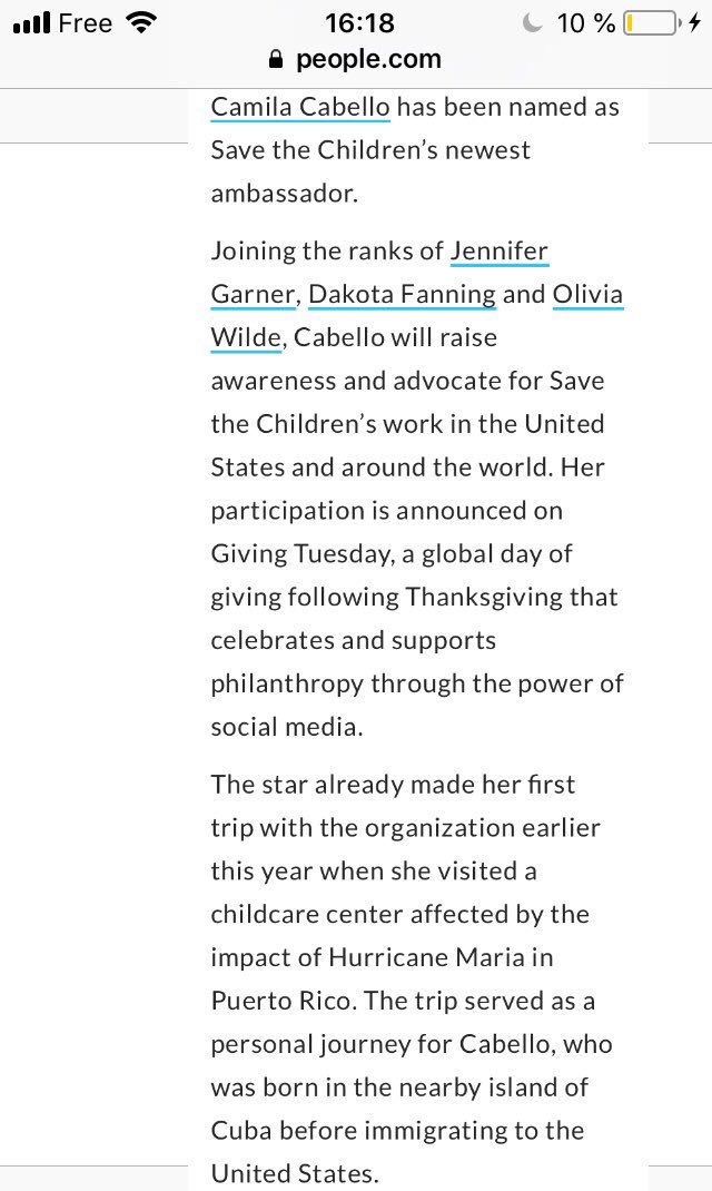 Camila has been named the newest ambassador of Save the Children. She will raise awareness and advocate for Save the Children’s work in the United States and around the world.