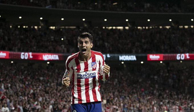 Morata celebra el gol del Atlético de Madrid (Foto: ATM).