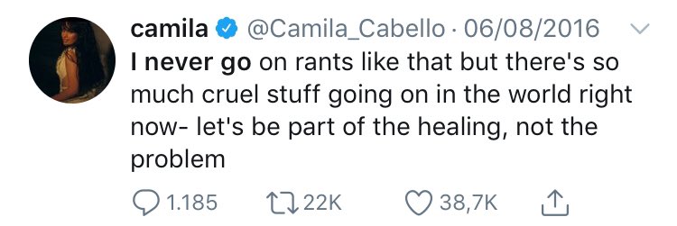 Camila has never supported any kind of discrimination, hatred or false accusations.