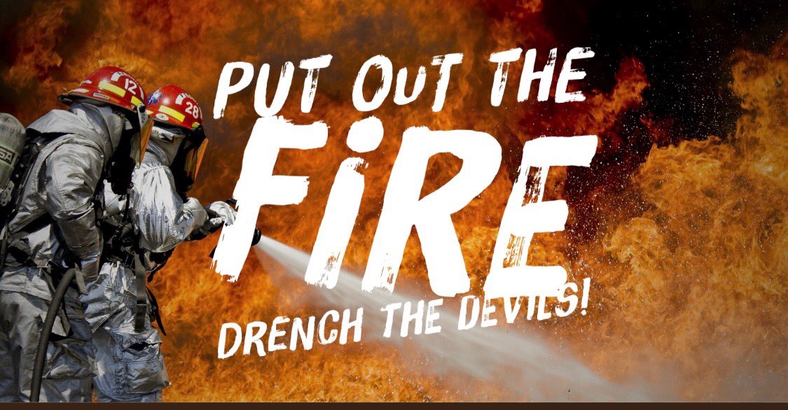 MCVARSITYCHEER's tweet photo. Put out the FIRE! Drench the Devils!  There are 5 days until kickoff! Wear all black; sit in the krazies student section and we will have fire hats for you to wear! Remember all Mason County students get in for free! Let’s go Royals! #blackout https://t.co/5Is5SklG6j