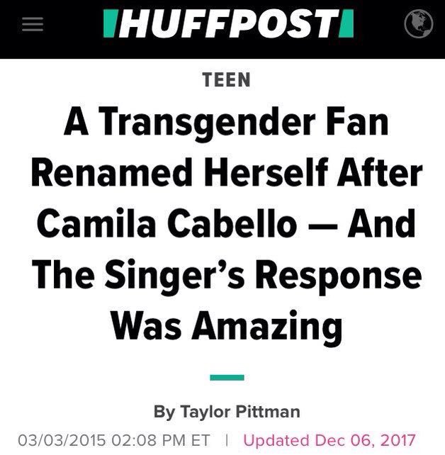 Camila sends an inspiration message to a transgender fan.