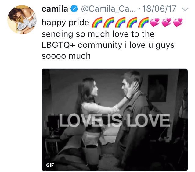 Camila has always shown her support to the LGBTQ+ community, saying that she loves them and they are not alone.