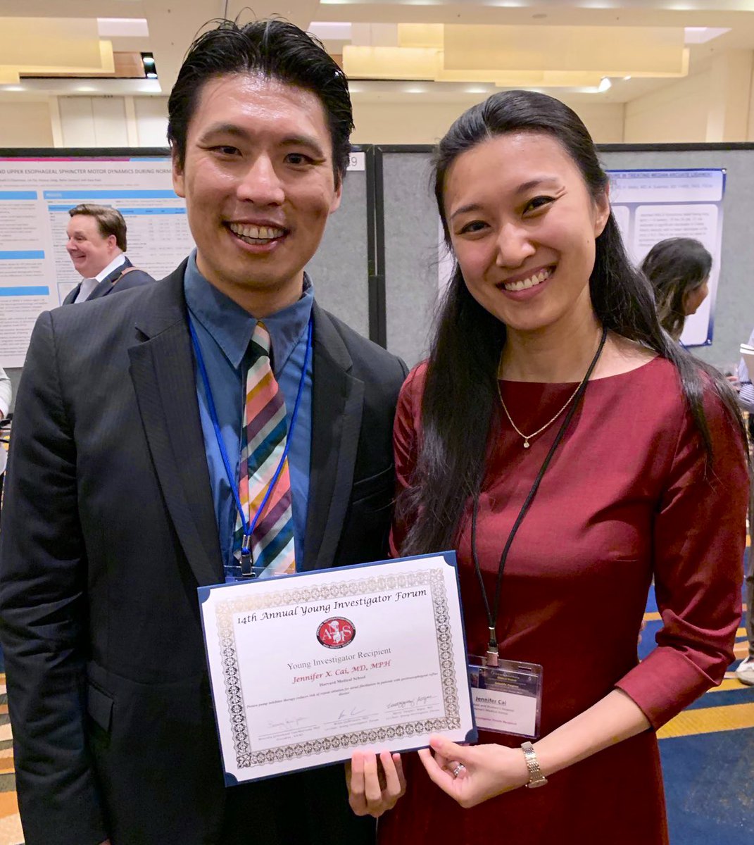 BrighamGI's tweet photo. Congratulations to recent graduate @JenniferCaiMD for her @ANMSociety Young Investigator Award - for her work on #GERD and #afib with #BWHMotility presented at #ANMS2019 annual scientific meeting and Young Investigator Forum. https://t.co/gtV7fDwPLb