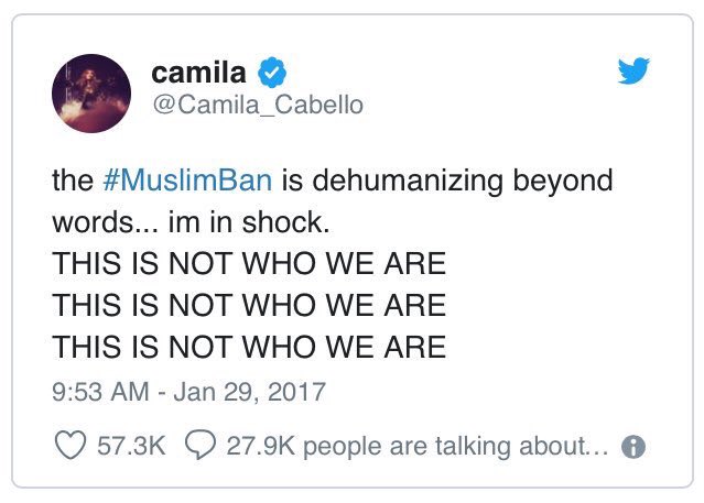Camila showing support and respect for the Muslims.