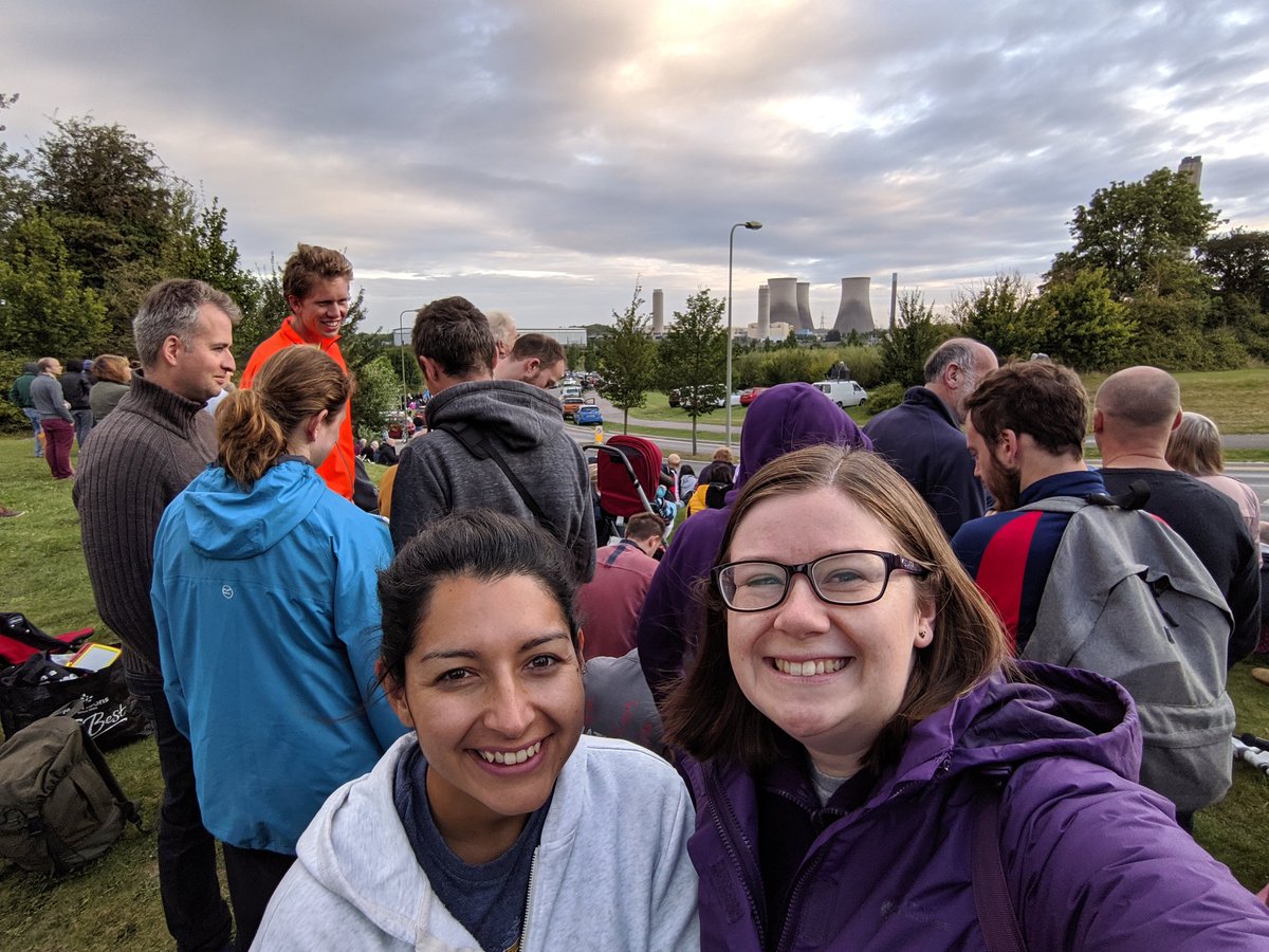 SarahMedley91's tweet photo. Great getting up early today to join the crowds watching (from a safe distance) the #didcotpowerstation cooling towers #didcotdemolition ποΈπ Sad to see them go, a real icon of the Oxfordshire skyline π’ Here are our before & after selfies! #spotthedifference https://t.co/lnM5qH8o7y