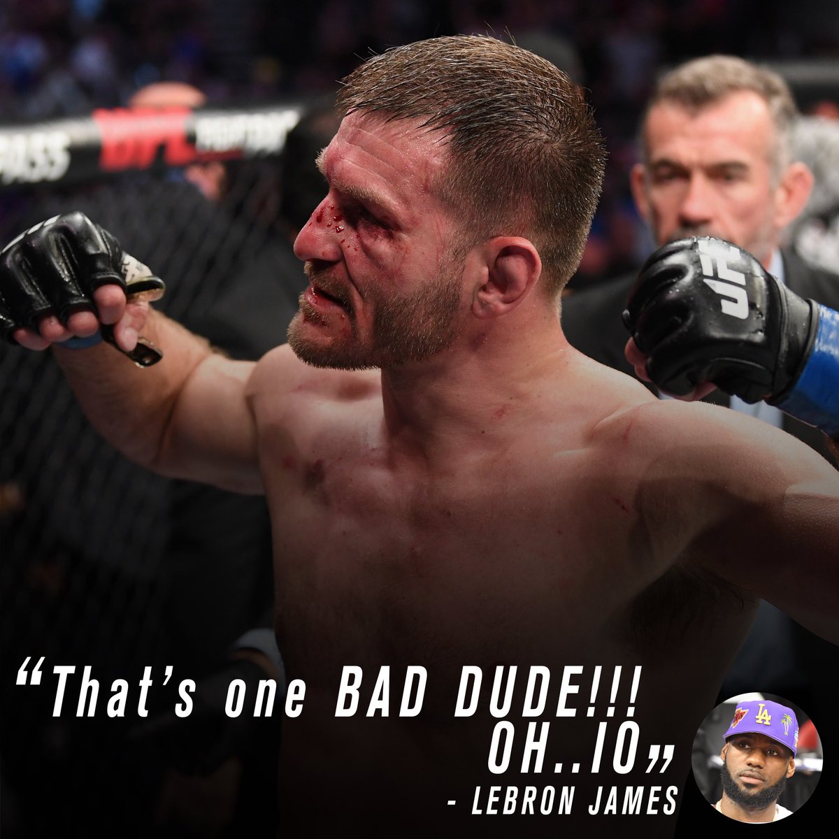 ufc's tweet photo. Respect between CLE’s finest 👊 #UFC241 https://t.co/srxcNO4Z8O