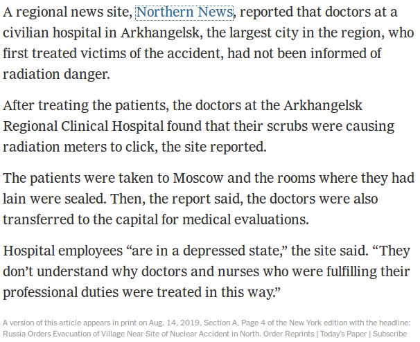 THE_Russell's tweet photo. A "small nuclear reactor" accident has caused the evacuation of Nyonoksa and the hospitalisation of victims along with their treating doctors, suffering radiation poisoning. #auspol #renewables #IodineTablets #NoNuclear #LNPfail #Nyonoksa #WhereDoYouWantAustraliasReactorLocated? https://t.co/STnhGM1K5V