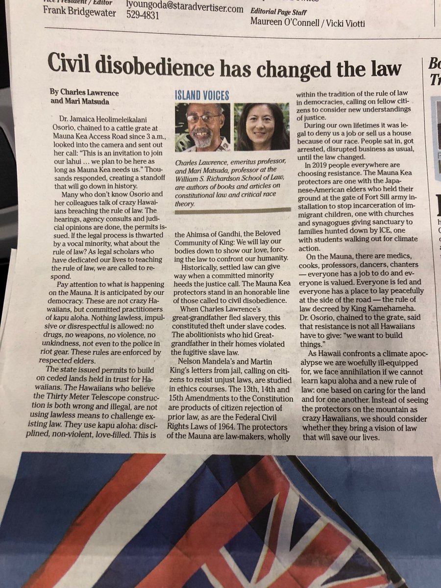 fletcher_chip's tweet photo. This is a righteous piece. “As Hawaiʻi confronts a climate apocolypse.... we should consider whether the protectors bring a vision of law that will save our lives.” 😢 The synergy here is massive: Charles’ sister married our first born, her husband guided our graduate research. https://t.co/zKGAHEfCns