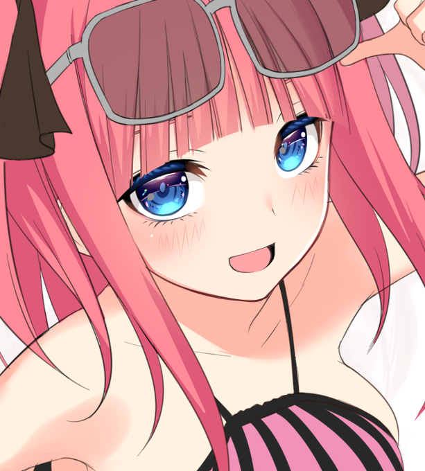 黒結(くろゆい)🔞宣伝垢さんがTwitterに投稿した中野二乃(五等分の花嫁)のイラスト。