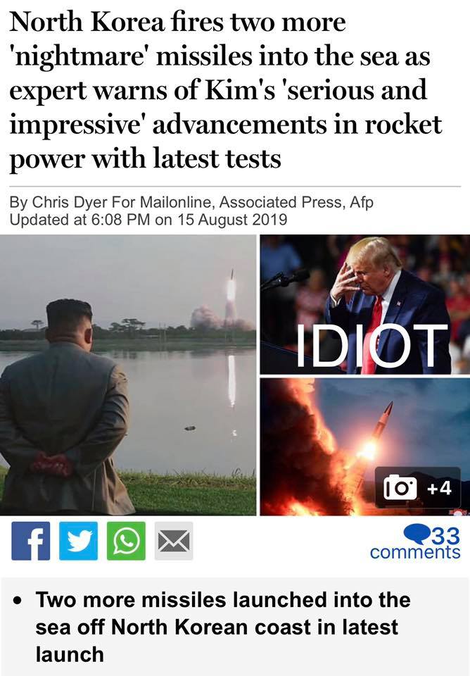 martycomroe's tweet photo. @realDonaldTrump AND you are TALKING with North Korea.... how is that going.... because as #NegotiatorInChief we expected a shitload more out of you. https://t.co/XeGd2WWkwC