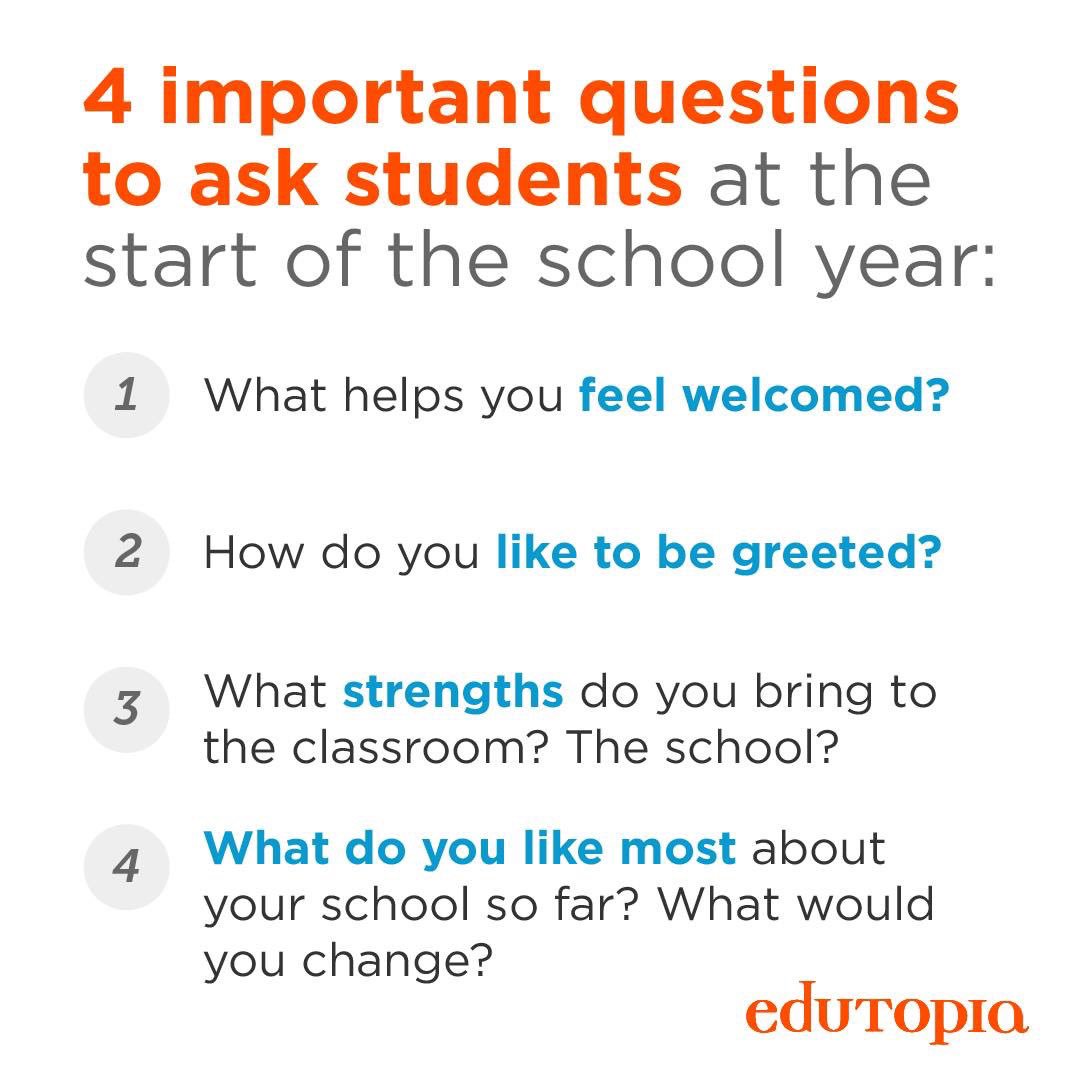 Great questions for promoting a trauma sensitive classroom. Remember, not all students had a wonderful summer. Many are waiting for the security and predictably of school.
