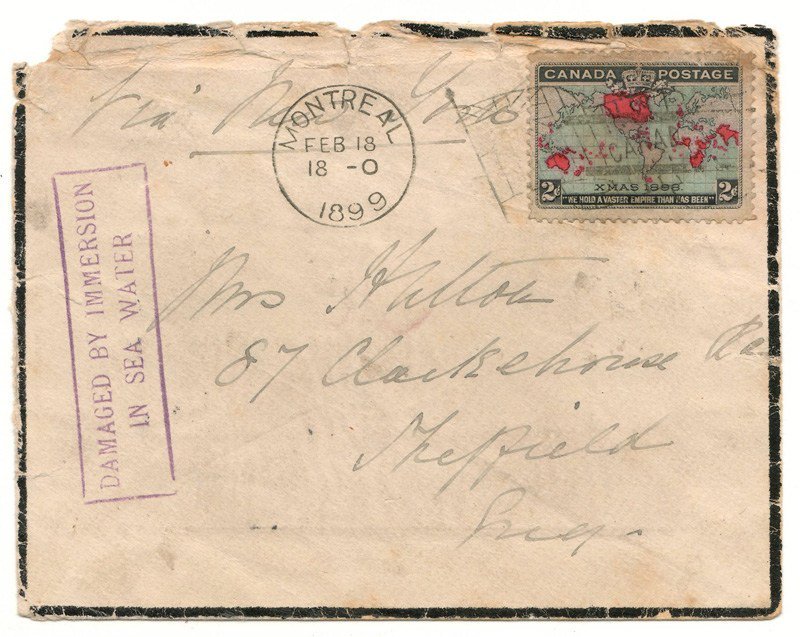 AllNations1949's tweet photo. Wreck of the S.S. Labrador 1899 2c Map Cover Lot 30 in our auction Saturday 24th August 2019 #shipwreck #shipwreckcover #mapcover "Damaged by immersion in Sea Water" https://t.co/TBzeOiiT3A https://t.co/rx9BStTq3t