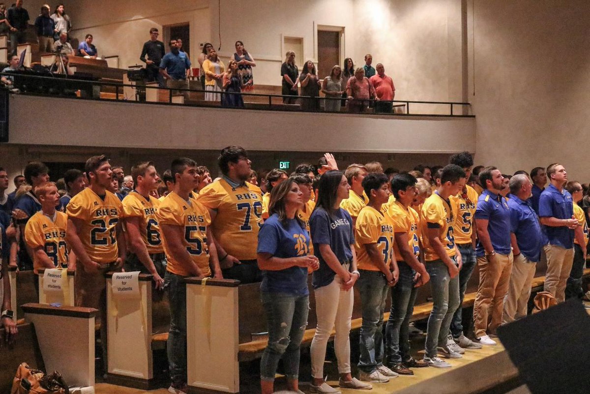 _RHS_Football's tweet photo. A big thanks to First Baptist Church of Parson for hosting panthers day. A great Sunday for our team and the rest of our school's athletic programs to worship together. 
#BiggerThanFootball https://t.co/xVkwoHd767
