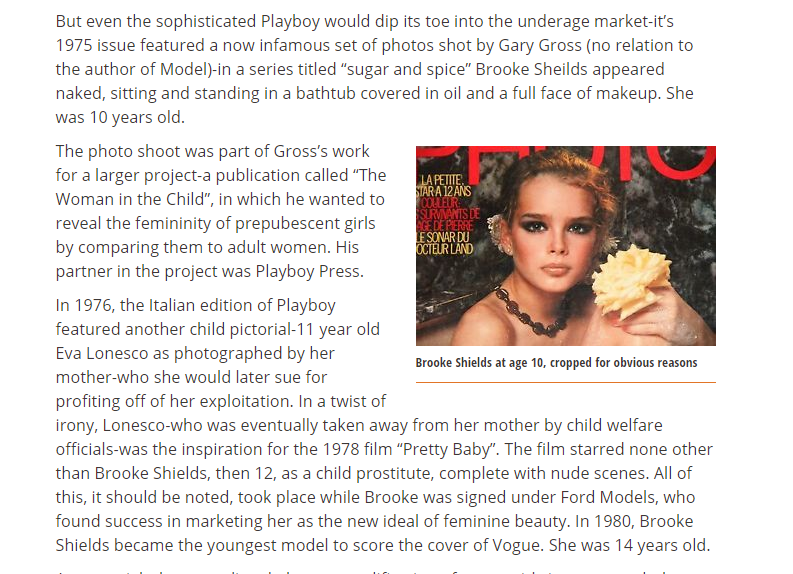Opdeatheaters Twitterren Playboy Went As Far As To Feature Brooke Shields 10 Years Old And Eva Lonesco 11 Years Old In The Magazine S Commodification Of Children As Sex Objects Opdeatheaters Https T Co D14niuawbh