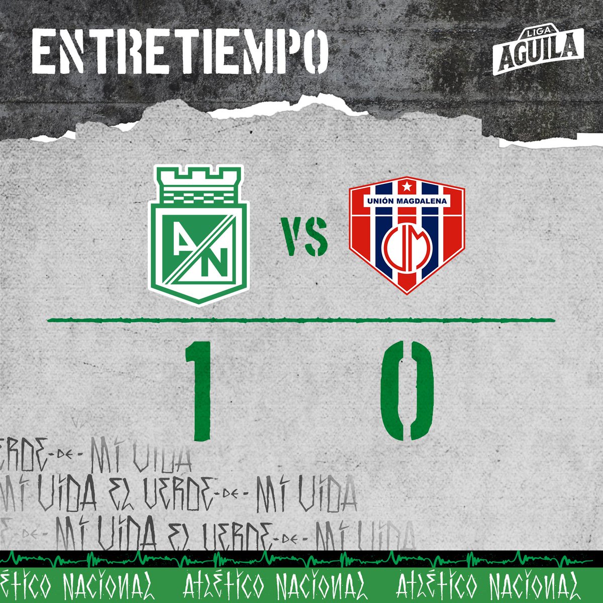nacionaloficial's tweet photo. Final de la primera parte ¡Gana el Verde con gol de Baldomero Perlaza! #VamosVerdolaga https://t.co/utdPu6ubib