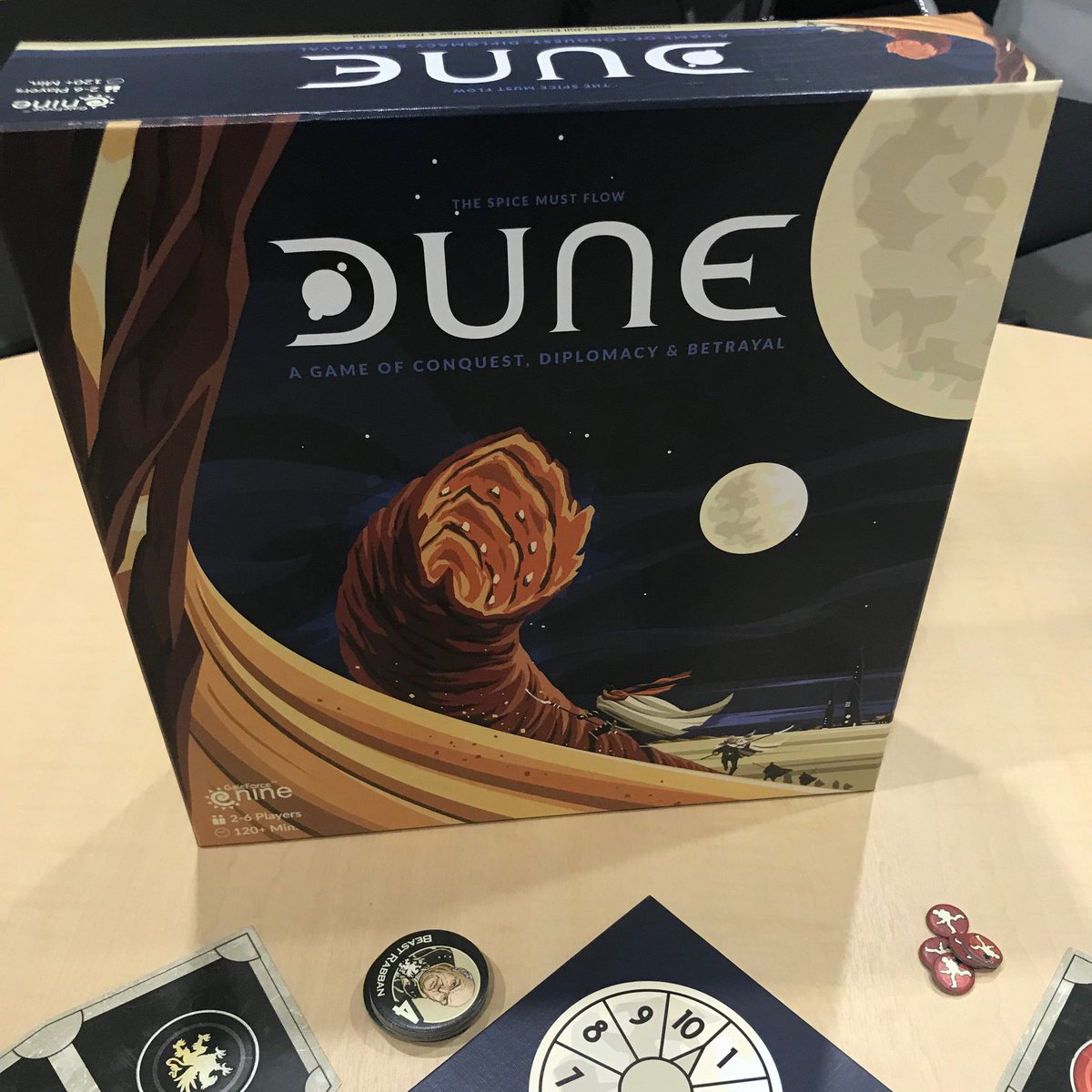 wargamerontour's tweet photo. Been 20 years since I last played the Dune boardgame. Looking forward to remembering the rules now that we have a new copy in the office. https://t.co/yBLWPDMNyq https://t.co/0k0q4BdnaO