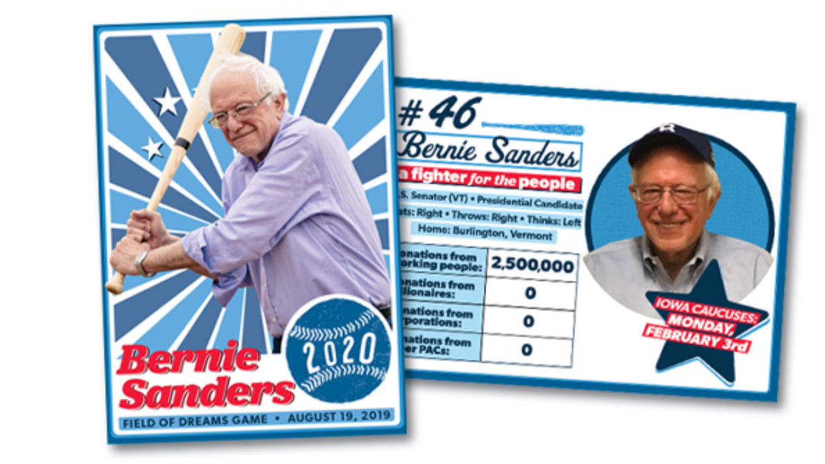 kaceycarpenter's tweet photo. Bernie baseball card! #DreamCandidate #Fieldofdreams #Bernie2020 https://t.co/mQxgzwIOGw