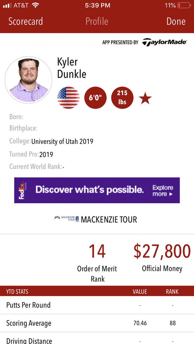 UtesGolf's tweet photo. Congrats to @kdunk121 on a T2 today on the Mackenzie Tour and climbing up the Order of Merit! #GoUtes🙌 https://t.co/NTHAbvXoqg